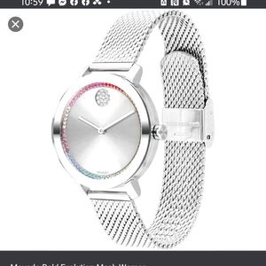 Ladies' Movado Bold® Multi-Color Crystal Accented Watch with Silver-Tone Dial.